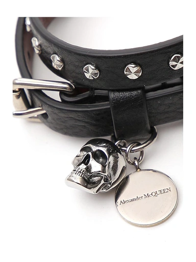 Shop Alexander Mcqueen Wrap Skull Charm Bracelet In Black