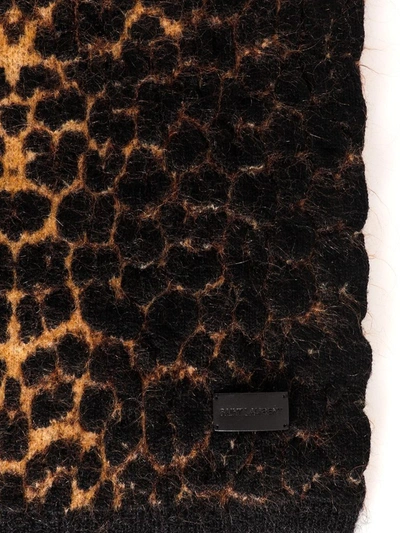 Shop Saint Laurent Leopard Patterned Scarf In Multi