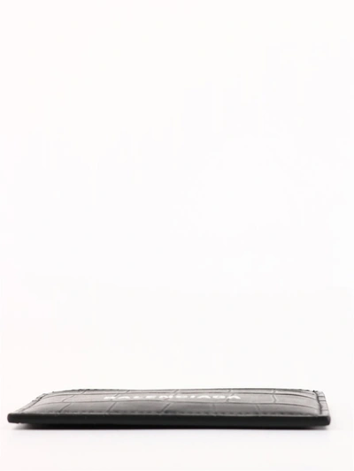 Shop Balenciaga Logo Print Embossed Cash Card Holder In Black