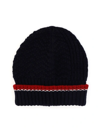 Shop Thom Browne Rib Knit Beanie In Blue