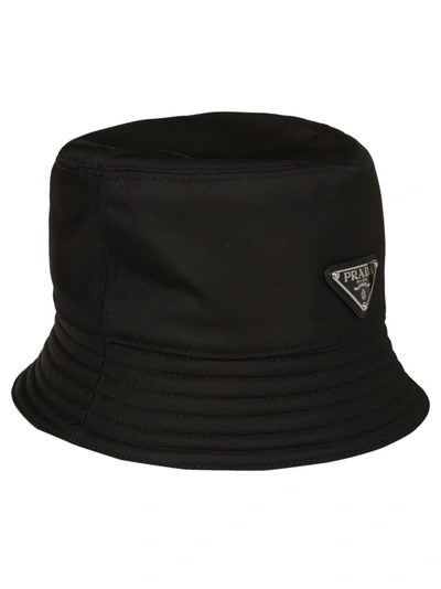 Shop Prada Logo Bucket Hat In Black