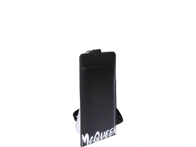 Shop Alexander Mcqueen Graffiti Logo Phone Holder In Black