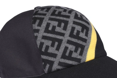 Shop Fendi Ff Motif Knitted Panel Baseball Cap In Multi