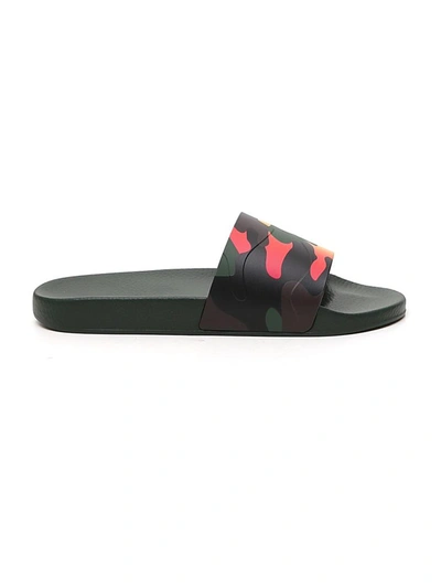 Shop Valentino Camouflage Slide Sandals In Multi