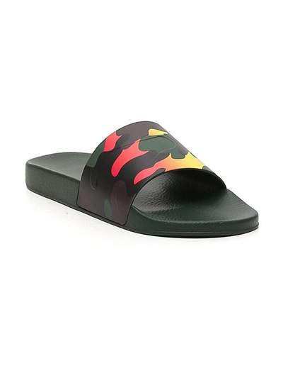 Shop Valentino Camouflage Slide Sandals In Multi