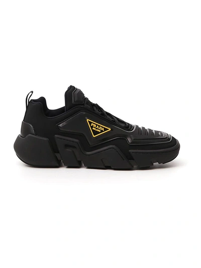 Shop Prada Techno Stretch Sneakers In Black