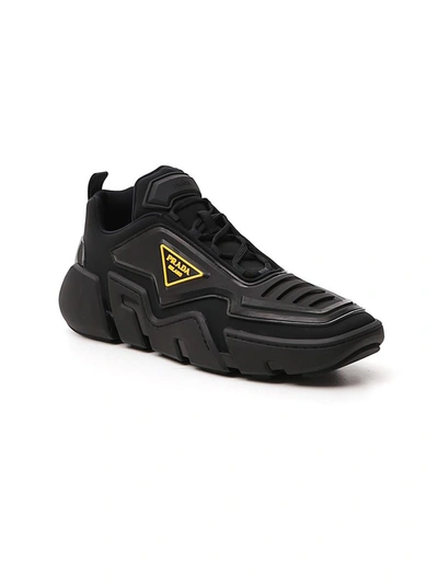 Shop Prada Techno Stretch Sneakers In Black