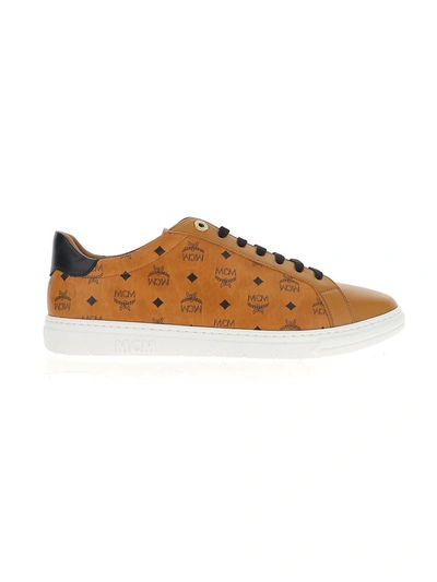 Shop Mcm Visetos Print Sneakers In Brown