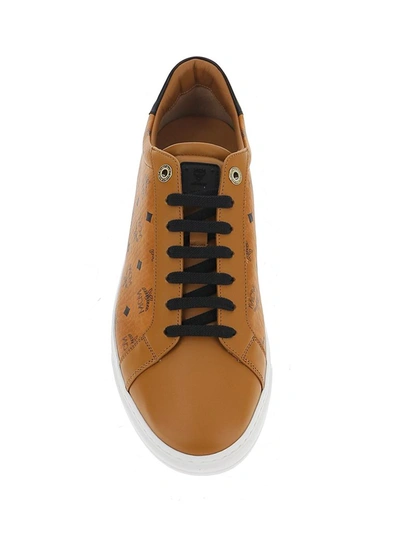 Shop Mcm Visetos Print Sneakers In Brown