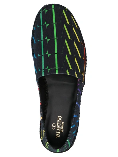 Shop Valentino Vltn Times Rainbow Print Espadrilles In Black