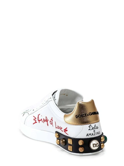 Shop Dolce & Gabbana Portofino Graffiti Sneakers In White