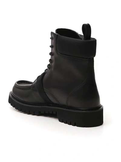 Valentino Garavani Black Leather Combat Boots | ModeSens