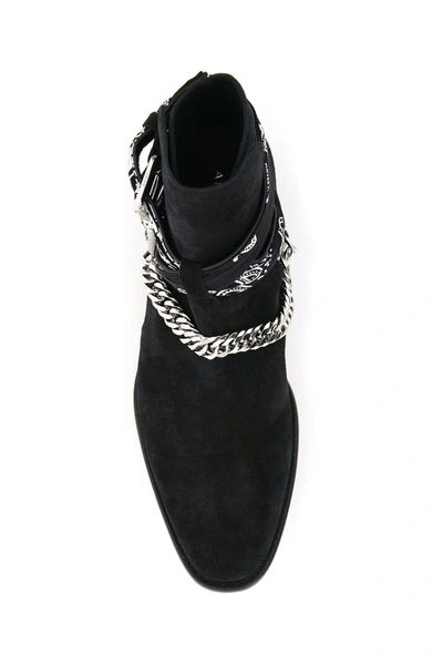Shop Amiri Bandana Chain Boots In Black