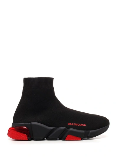 Balenciaga Black & Red Clear Sole Speed Sneakers In Black Red | ModeSens