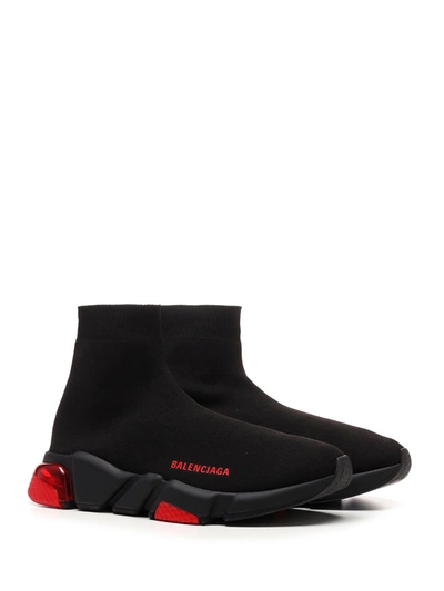 Balenciaga Black & Red Clear Sole Speed Sneakers | ModeSens