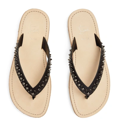 Shop Christian Louboutin Pyraclobis Spikes Leather Flip Flops