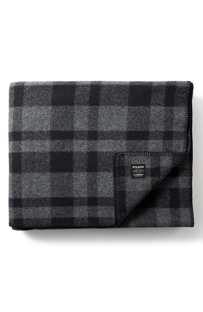 Shop Filson Mackinaw Wool Blanket In Gray/ Black Plaid