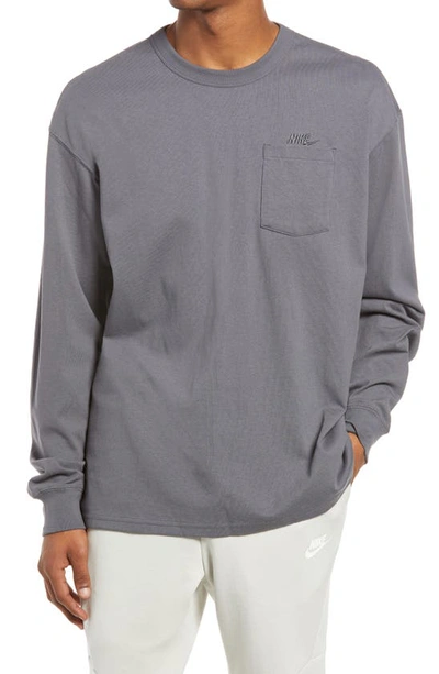 Shop Nike Sportswear Max 90 Long Sleeve Pocket T-shirt In Dark Grey