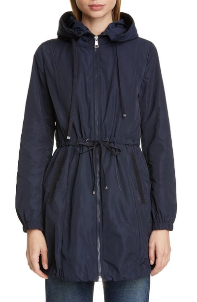 Shop Moncler Topaz Hooded Rain Jacket In Navy