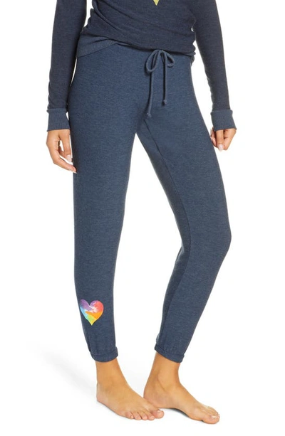 Shop Chaser Rainbow Heart Knit Lounge Jogger Pants In Avalon