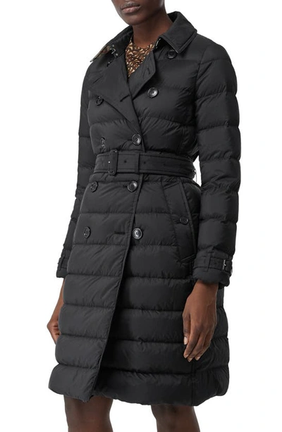 Shop Burberry Arniston Double Breasted Puffer Coat In Black