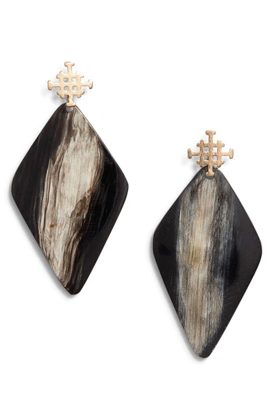 Shop Akola Asha Horn Drop Earrings In Black