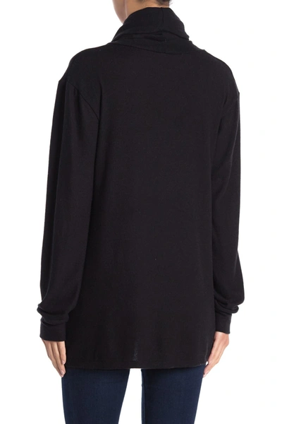 Shop Go Couture Cowl Neck Brushed Tunic Sweater In Solid Black
