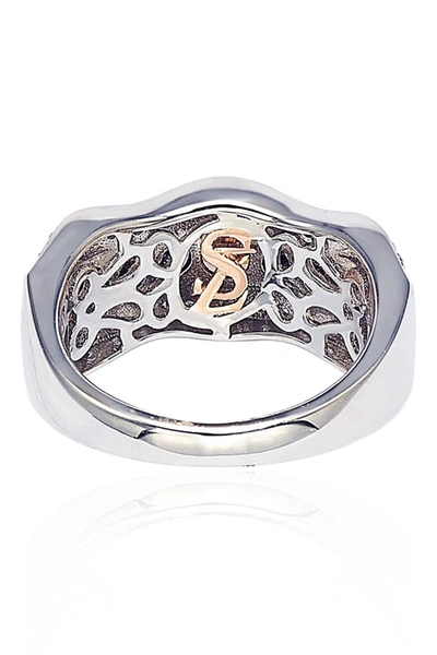 Shop Suzy Levian Sterling Silver Brown & White Cubic Zirconia Wave Ring