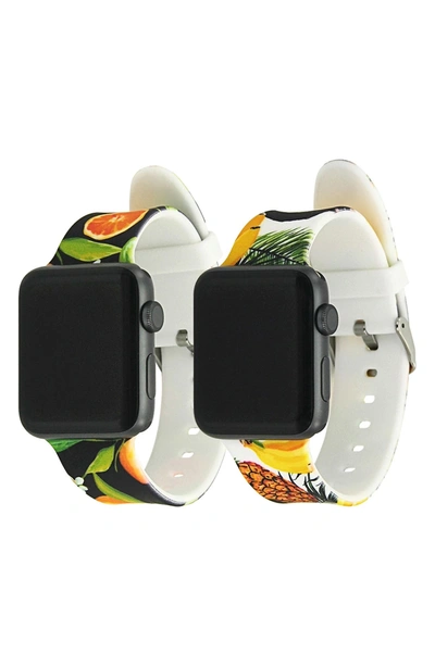 Shop Posh Tech Assorted 2-pack Silicone Apple Watch® Watchbands In Oranges/bananas