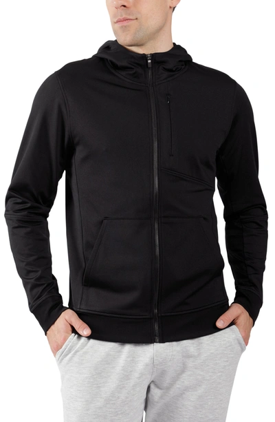 90 Degree By Reflex Polarflex Fleece Zip Front Hoodie In Black