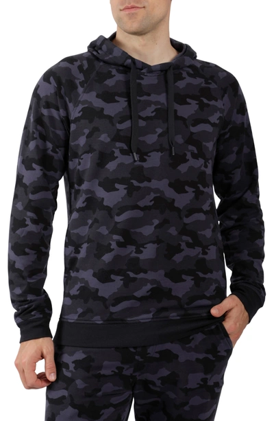 Shop 90 Degree By Reflex Terry Pullover Drawstring Hoodie In P600 Camo Navy Comb