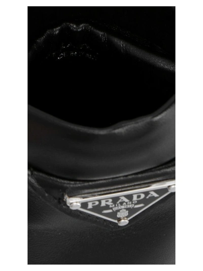 Shop Prada Logo Plaque Mini Chain Pouch Bag In Black