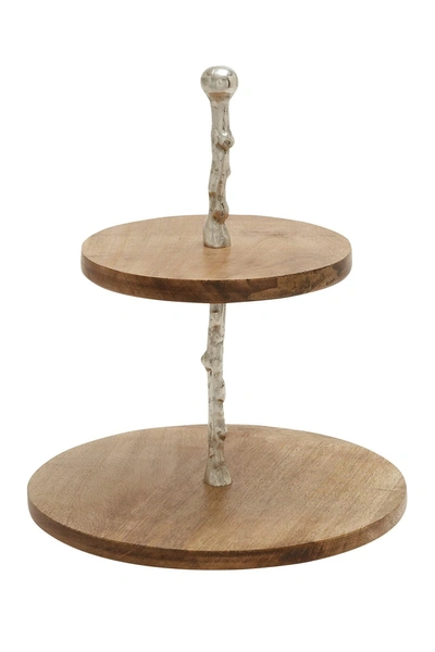 Shop Willow Row Brown Mango Wood Tiered Server With Aluminum Accents