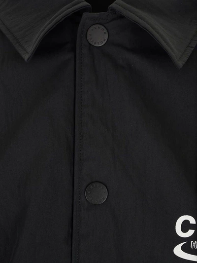 Shop Heron Preston Logo Print Buttoned Jacket In Black