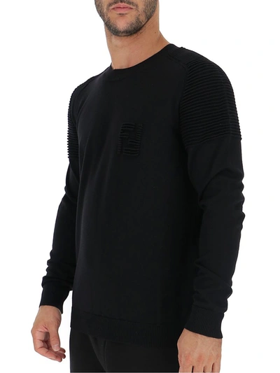 Shop Fendi Ff Logo Knitted Sweater In Black