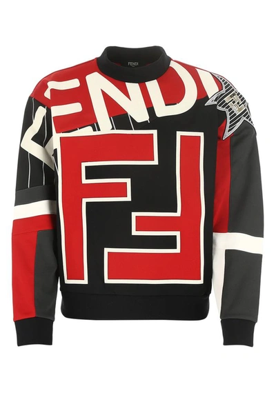 Shop Fendi Logo Printed Sweatshirt In Multi