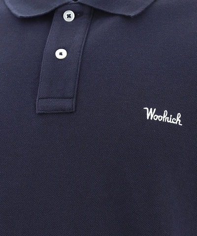 Shop Woolrich Logo Embroidered Polo Shirt In Navy