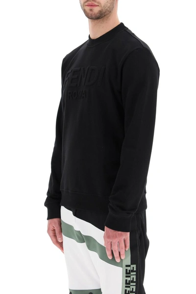 Shop Fendi Logo Embossed Sweatshirt In Black