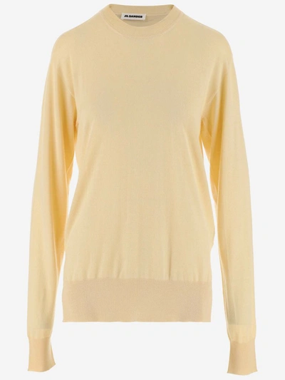 Shop Jil Sander Split Side Knit Jumper In Yellow