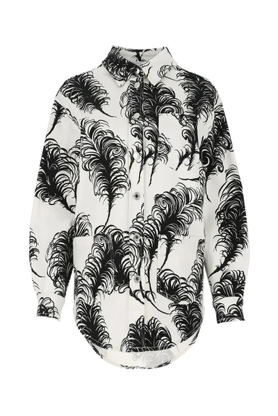 Shop Moschino Feather Printed Shirt In Multi