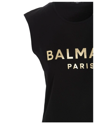 Shop Balmain Button Embellished Sleeveless Top In Black