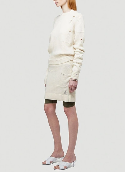 Shop Helmut Lang High Rise Knit Skirt In White