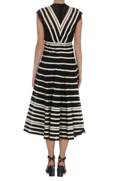 Shop Red Valentino Redvalentino Point D'esprit Striped Dress In Multi