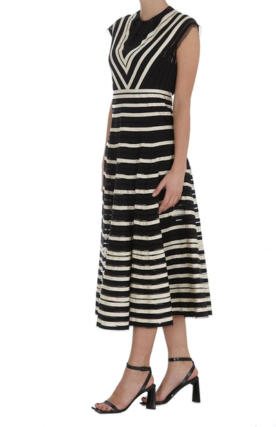 Shop Red Valentino Redvalentino Point D'esprit Striped Dress In Multi