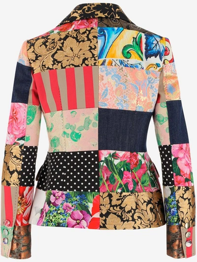 Shop Dolce & Gabbana Patchwork Double Breasted Blazer In Multi