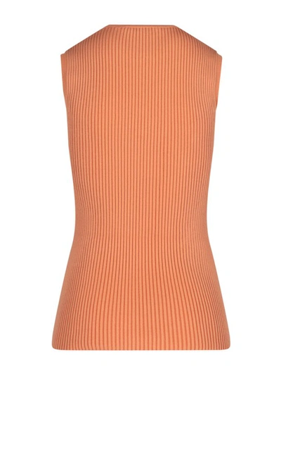 Shop Stella Mccartney Ribbed Tank Top In Orange