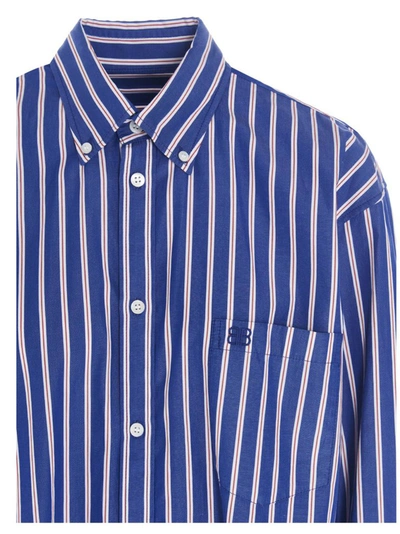 Shop Balenciaga Logo Striped Shirt In Multi