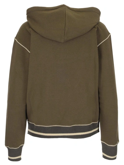 Shop Loewe Anagram Embroidered Hoodie In Green