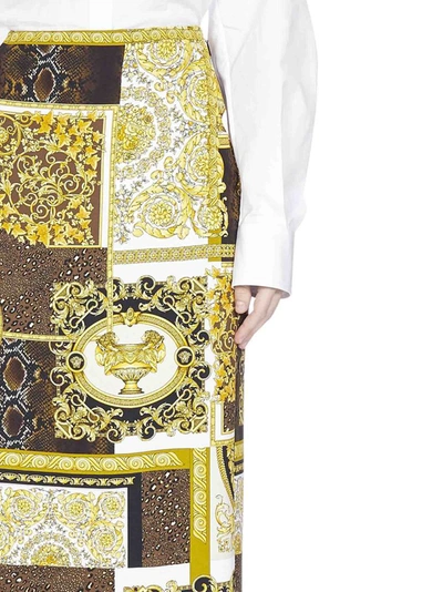 Shop Versace Printed Midi Skirt In Multi