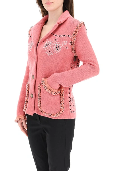 Shop Alanui Caravan Mood Cardigan In Pink